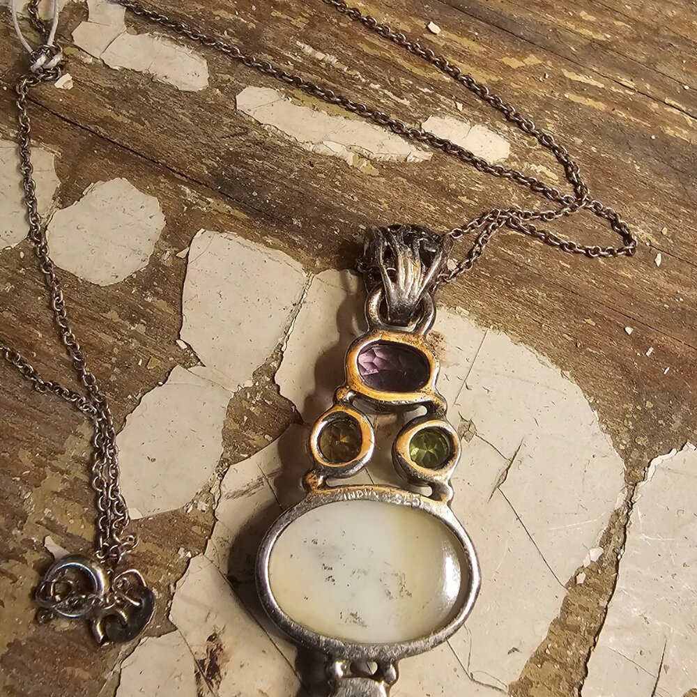 Sterling silver necklace and pendant - Picture 4 of 8